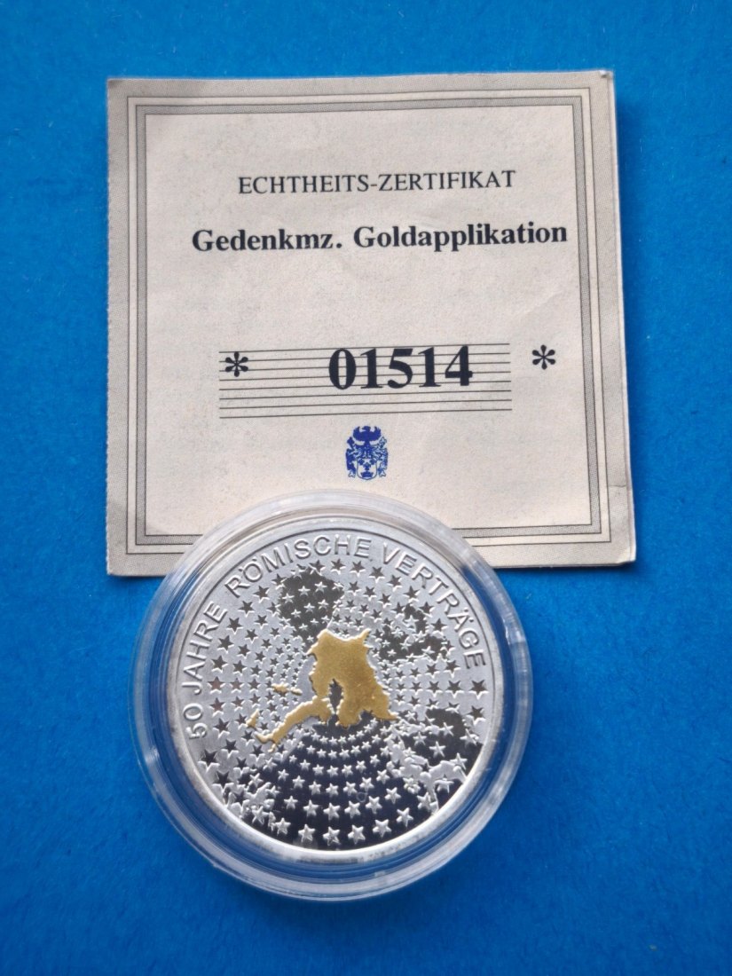  Deutschland 10 Euro 2007 - Sterling Silber + Goldapplikation   