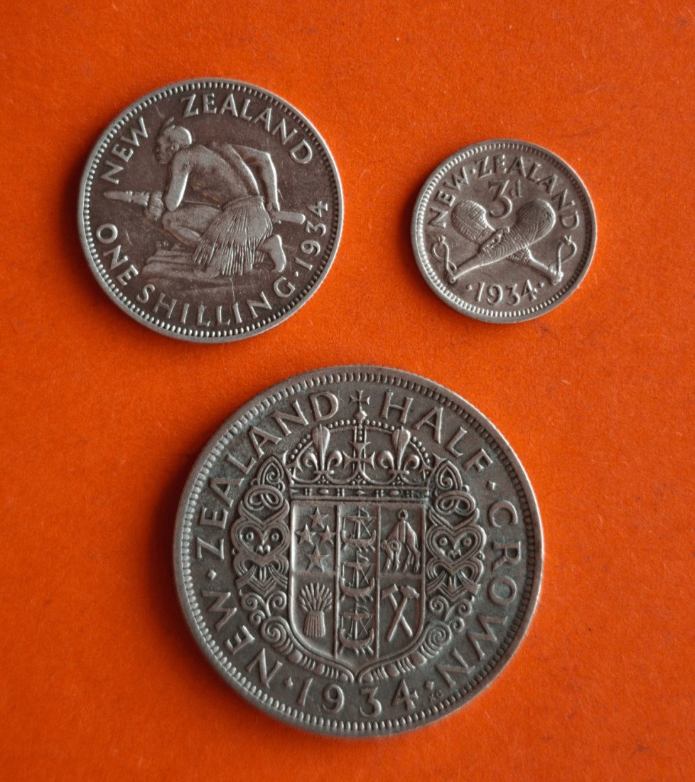  Georg V Silber Münzen 1934 – Neuseeland   