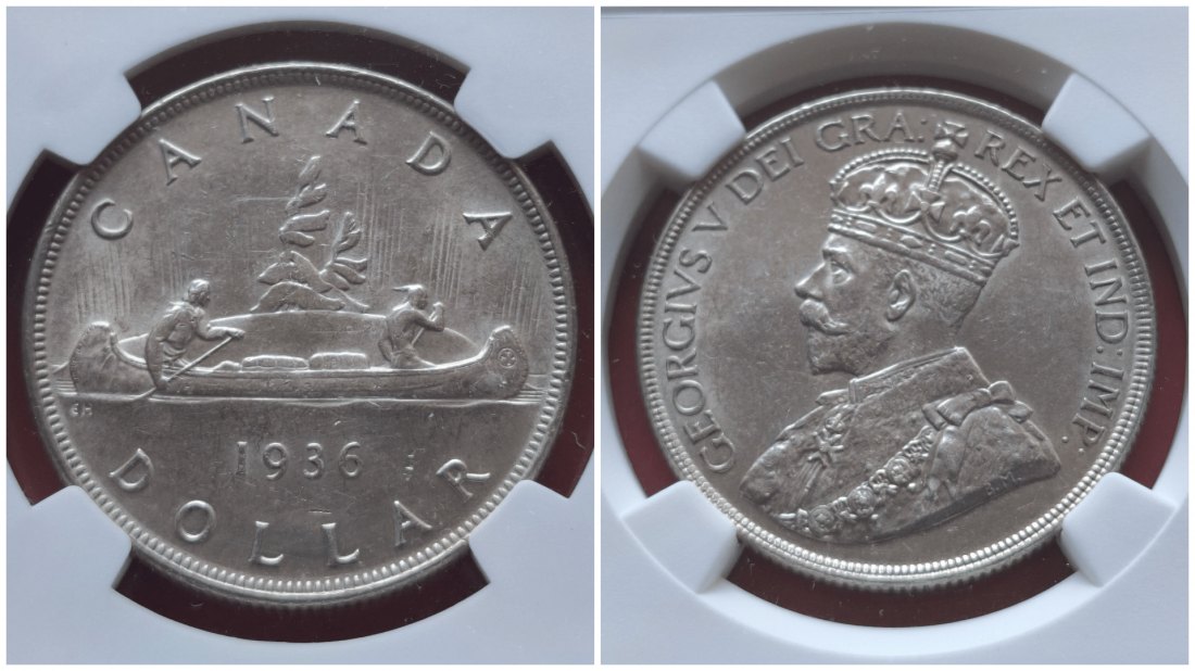  Kanada Silber 1 Dollar 1936 - NGC   