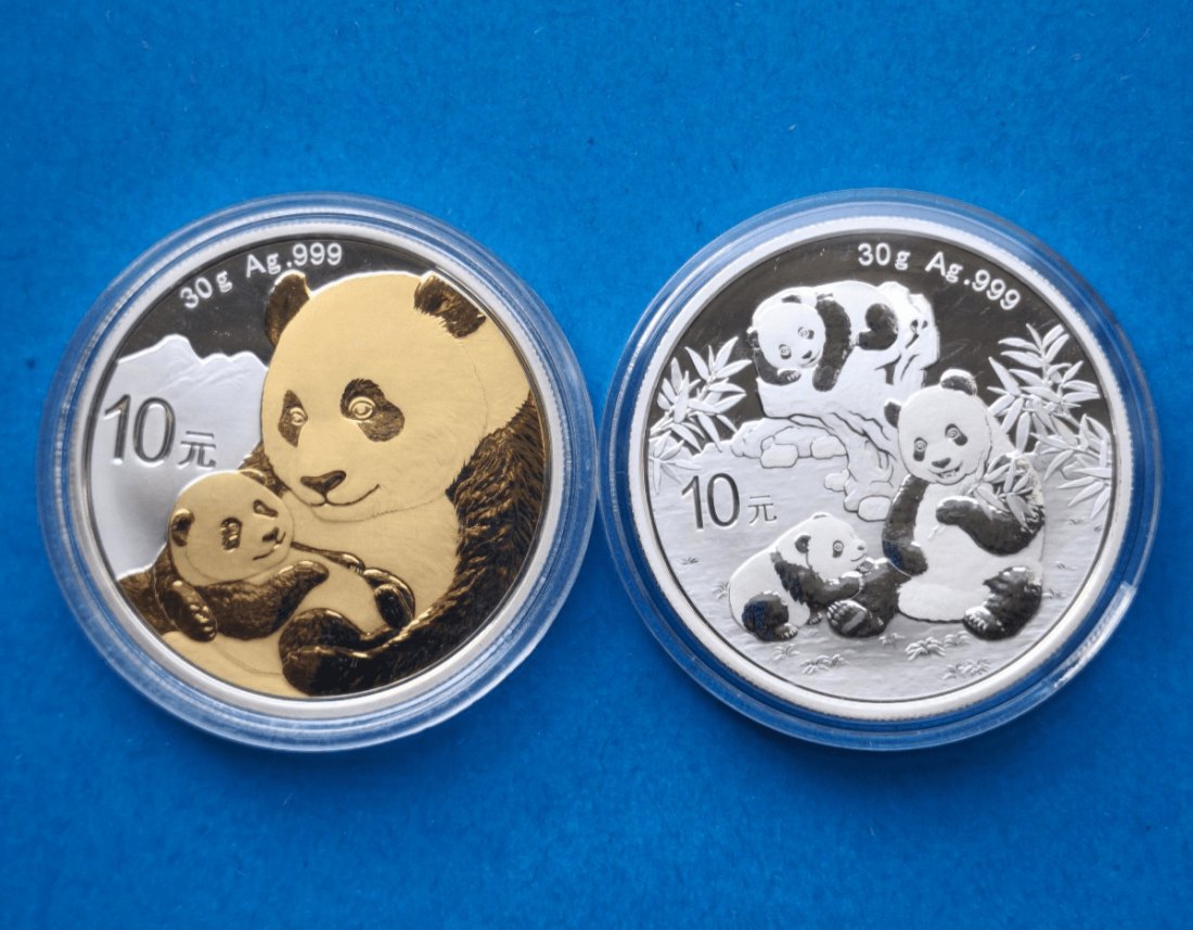  China 10 Yuan - 2Oz Silber - 2019 vergoldet & 2025   