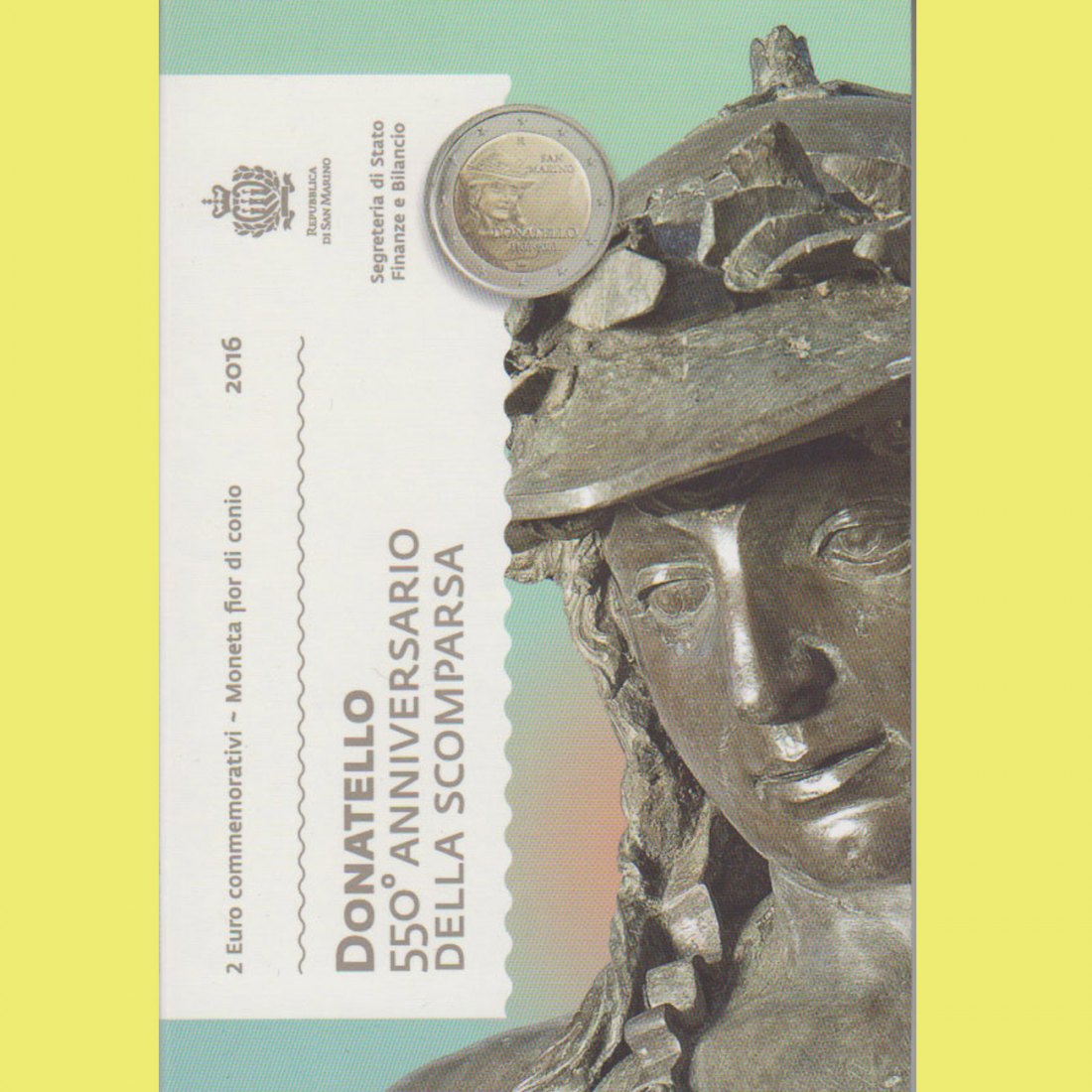  Offiz. 2-Euro-Sondermünze San Marino *550. Todestag von Donatello Bardi* 2016   