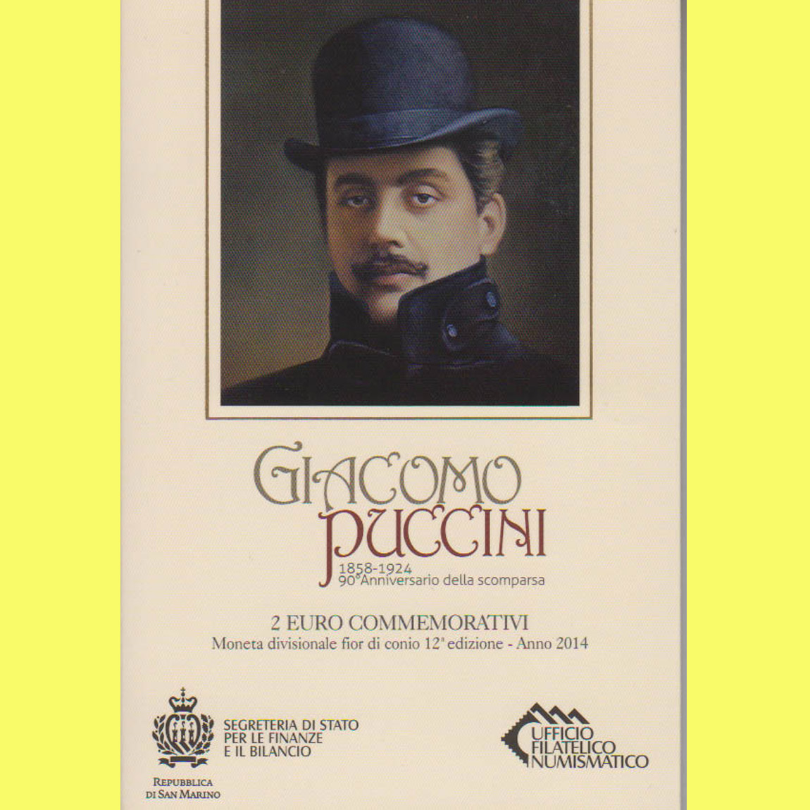  Offiz. 2-Euro-Sondermünze San Marino *90. Todestag von Giacomo Puccini* 2014   