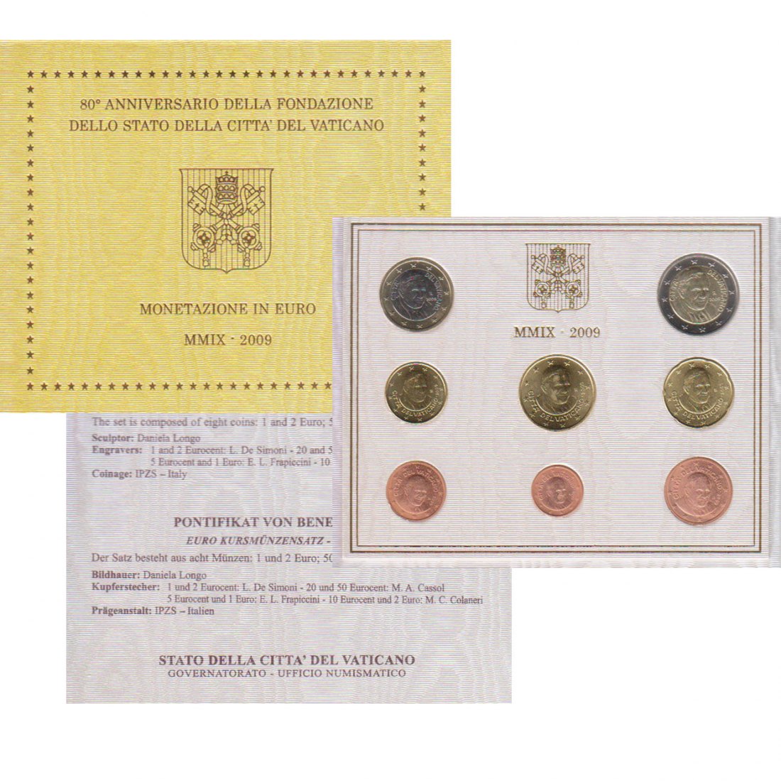  Offiz. KMS Vatikan *Pontifikat von Papst Benedikt XVI.* 2009 nur 85.000 Stück!   