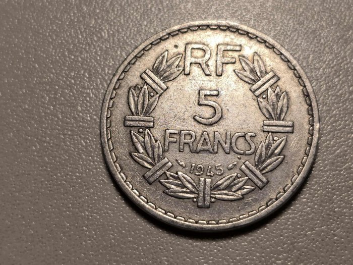  Frankreich 5 Franc 1945 Umlauf   