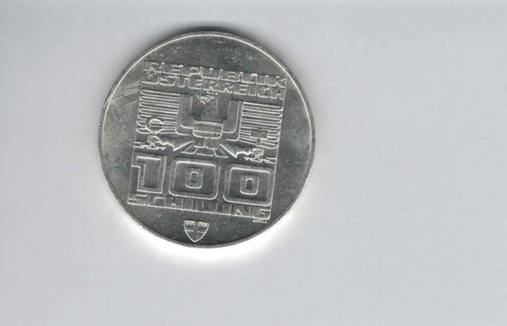  100 Schilling 1976 Winterolympiade Innsbruck Stadtturm Wien 15,36g fein silber Österreich (01914/5)   