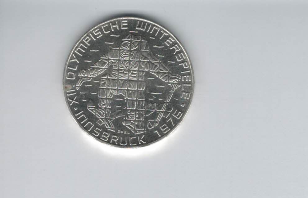  100 Schilling 1976 Winterolympiade Innsbruck Abfahrtsläufer Wien Ag 15,36g fein Österreich (01914/7)   