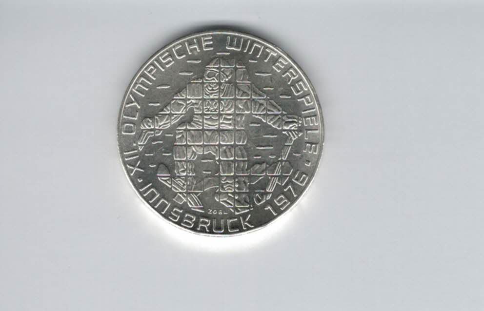  100 Schilling 1976 Winterolympiade Innsbruck Abfahrtsläufer Hall 15,36 Fein Ag Österreich (01914/8)   