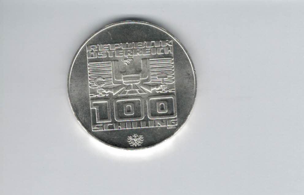  100 Schilling 1976 Winterolympiade Innsbruck Abfahrtsläufer Hall 15,36 Fein Ag Österreich (01914/8)   