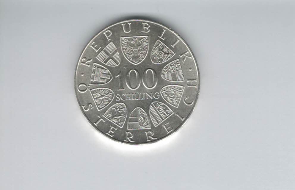  100 Schilling 1977 Stift Kremsmünster 1200 Jahre Tassilokelch Ag 15,36g fein Österreich (01914/14)   