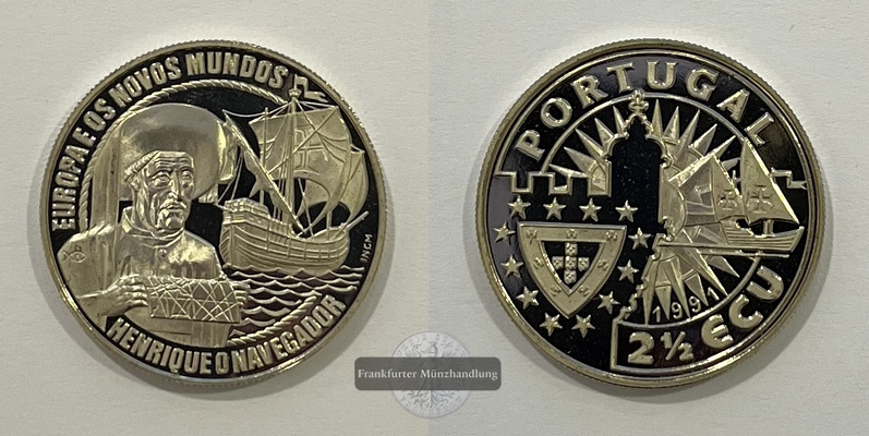  Portugal 2 1/2 Escudos 1991 Novo Mundo Henrique o Navegador FM-Frankfurt   