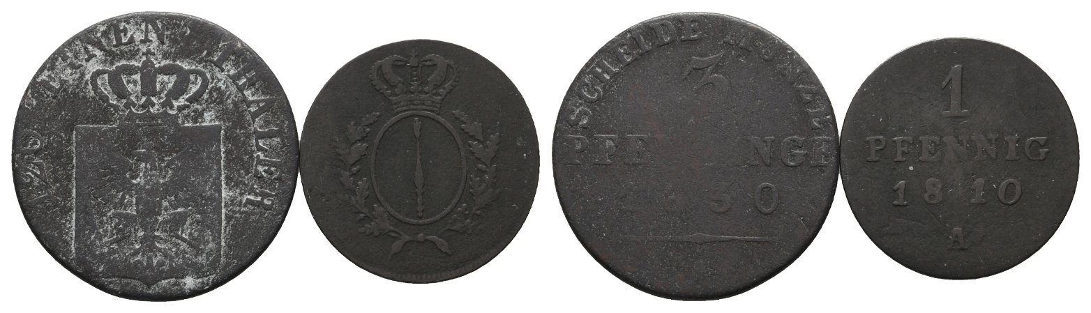 Altdeutschland; 2 Kleinmünzen 1830 / 1810   