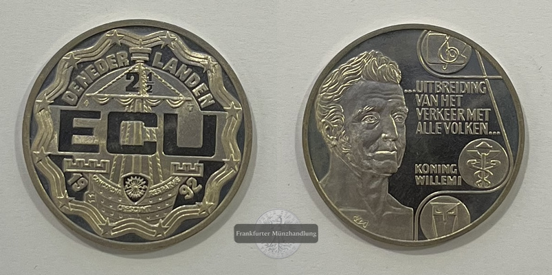  Niederlande 2 1/2 ECU 1992 Wilhelm II. FM-Frankfurt   
