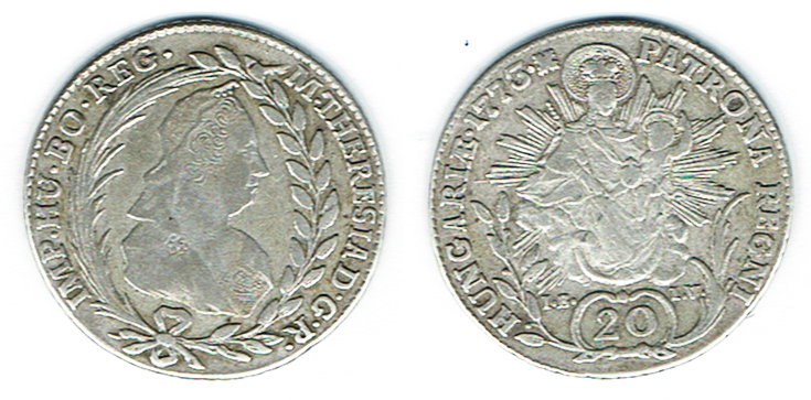  SZAIVERT RDR HABSBURG ÖSTERREICH SIEBENBÜRGEN MARIA THERESIA 20 KREUZER 1773 NAGYBANYA   