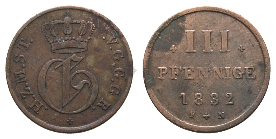  Altdeutschland; Kleinmünze 1832   