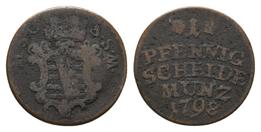  Altdeutschland; Kleinmünze 1798   