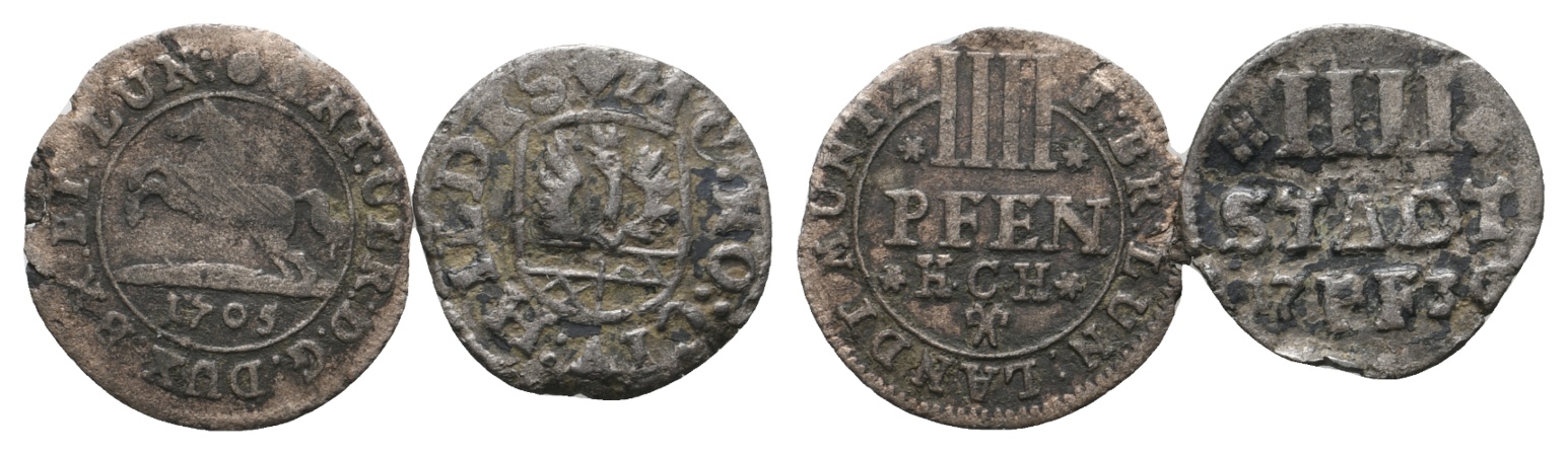  Altdeutschland; 2 Kleinmünzen 1705 / 173?   