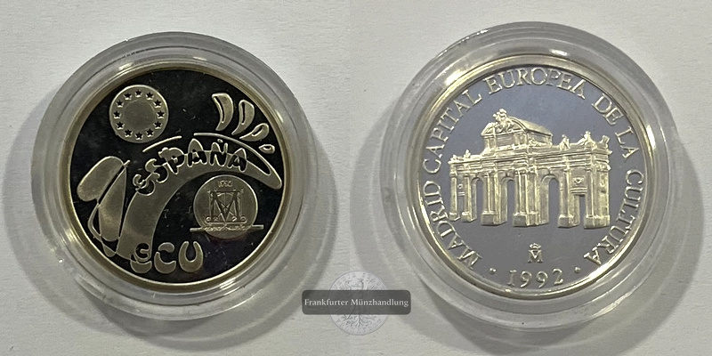  Spanien 1992 1 ECU Madrid FM-Frankfurt Feinsilber: 6,21g   