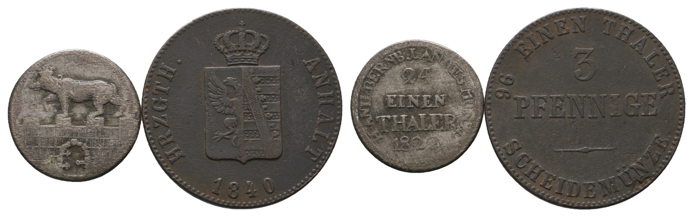  Altdeutschland; 2 Kleinmünzen 1822 / 1840   