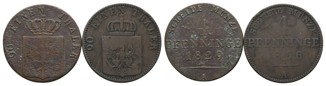  Altdeutschland; 2 Kleinmünzen 1829 / 1856   