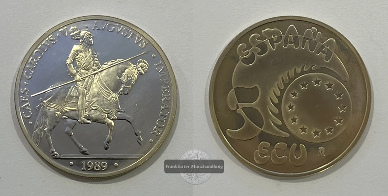  Spanien 5 ECU 1989 Charles V HRR FM-Frankfurt Feinsilber: 31,09g   