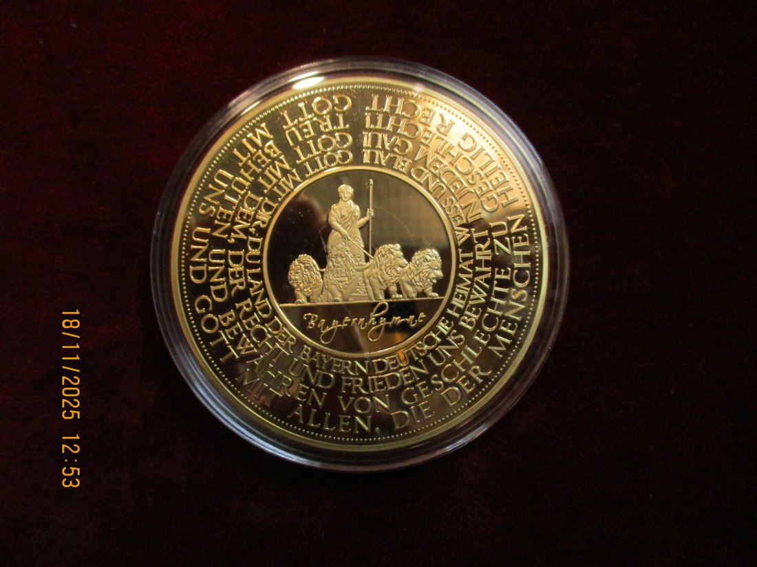  Medaille 110 Gramm Metall: Cu vergoldet / L4   