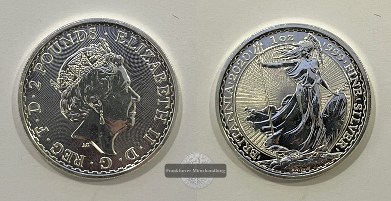  Großbritannien 2 Pounds 2020 Britannia KM#1508 FM-Frankfurt Feinsilber: 31,2g   