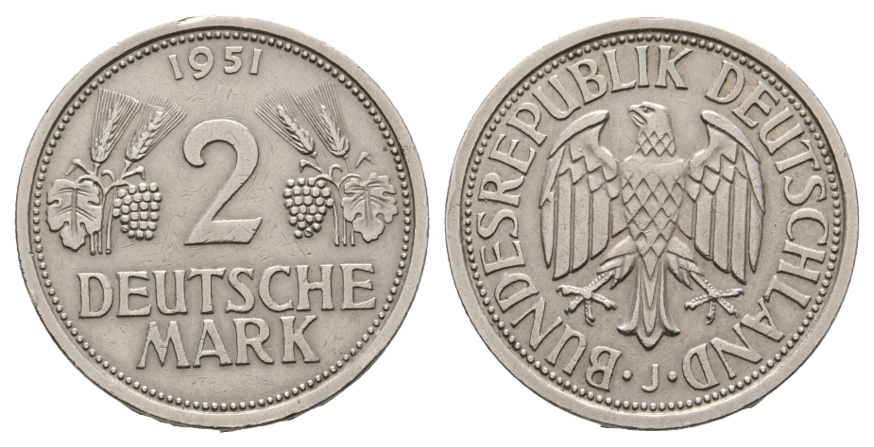  BRD; 2 Deutsche Mark 1951 J   