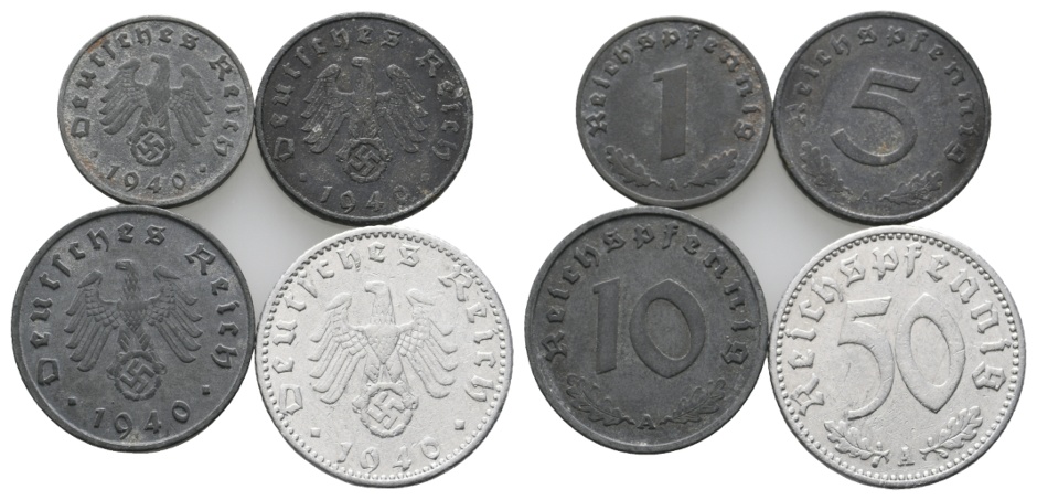 Deutsches Reich; Drittes Reich; Lot Kleinmünzen ( 4 Stück)   