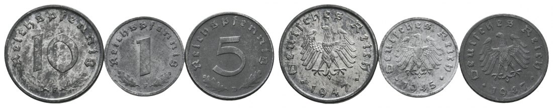  Deutsches Reich; Lot Kleinmünzen ( 3 Stück)   