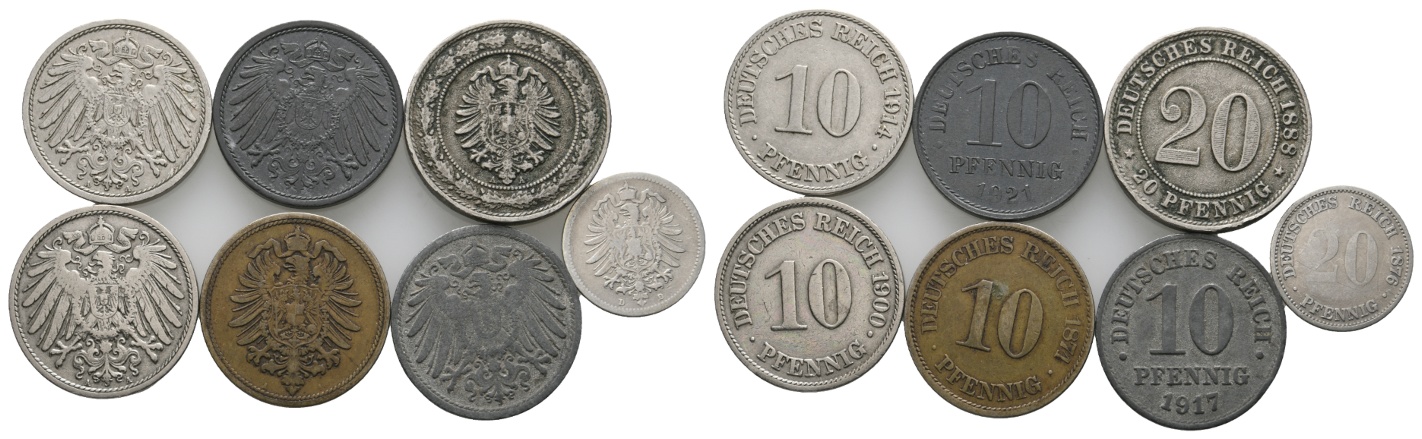  Deutsches Reich; Lot Kleinmünzen ( 7 Stück)   