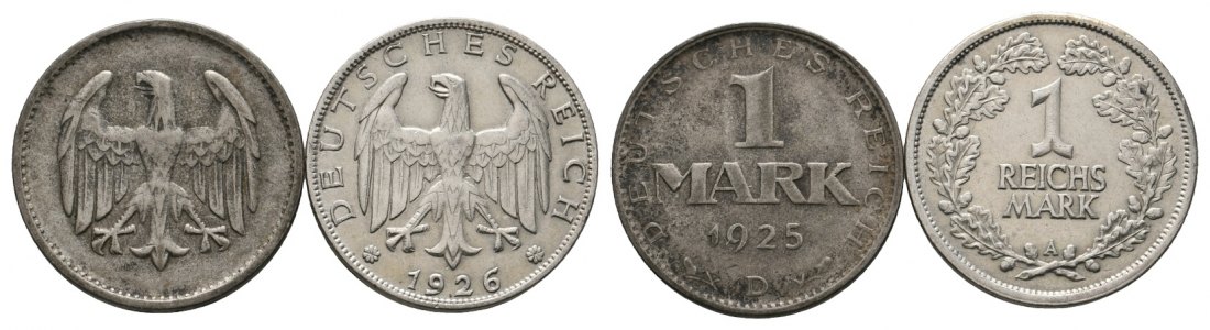  Deutsches Reich; Weimarer Republik; 2 Kleinmünzen 1925 / 1926   