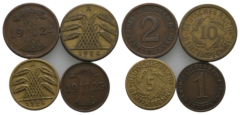  Deutsches Reich; Weimarer Republik; Lot Kleinmünzen (4 Stück)   