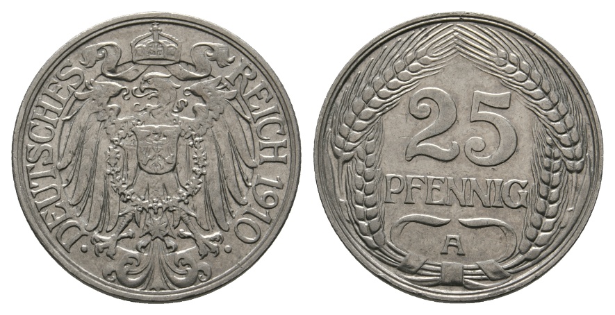  Deutsches Reich; Kaiserreich; 25 Pfennig 1910   