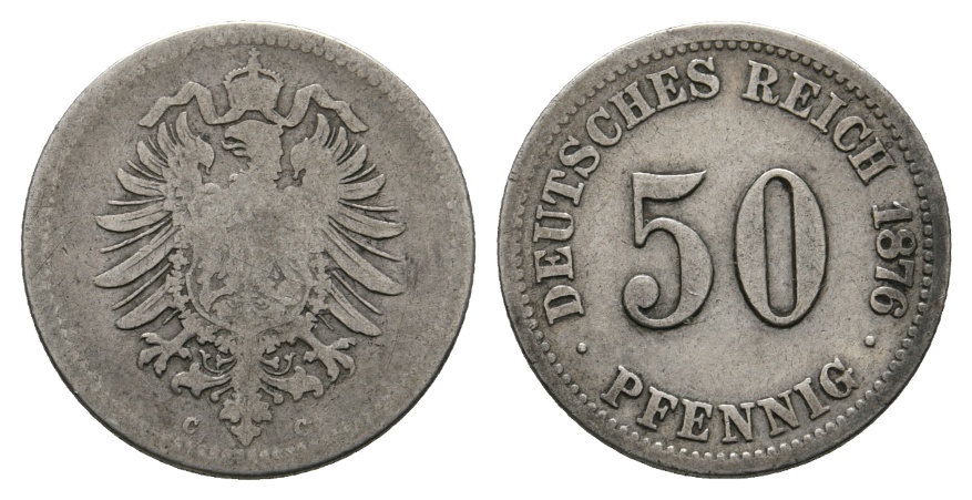  Deutsches Reich; Kaiserreich; 50 Pfennig 1876   