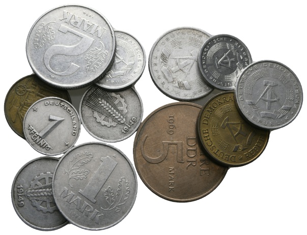  DDR; Lot Kleinmünzen (12 Stück)   