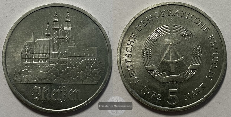  Deutschland DDR 5 Mark  1972  Meißen  KM#37  FM-Frankfurt Ku/Zi/Ni   