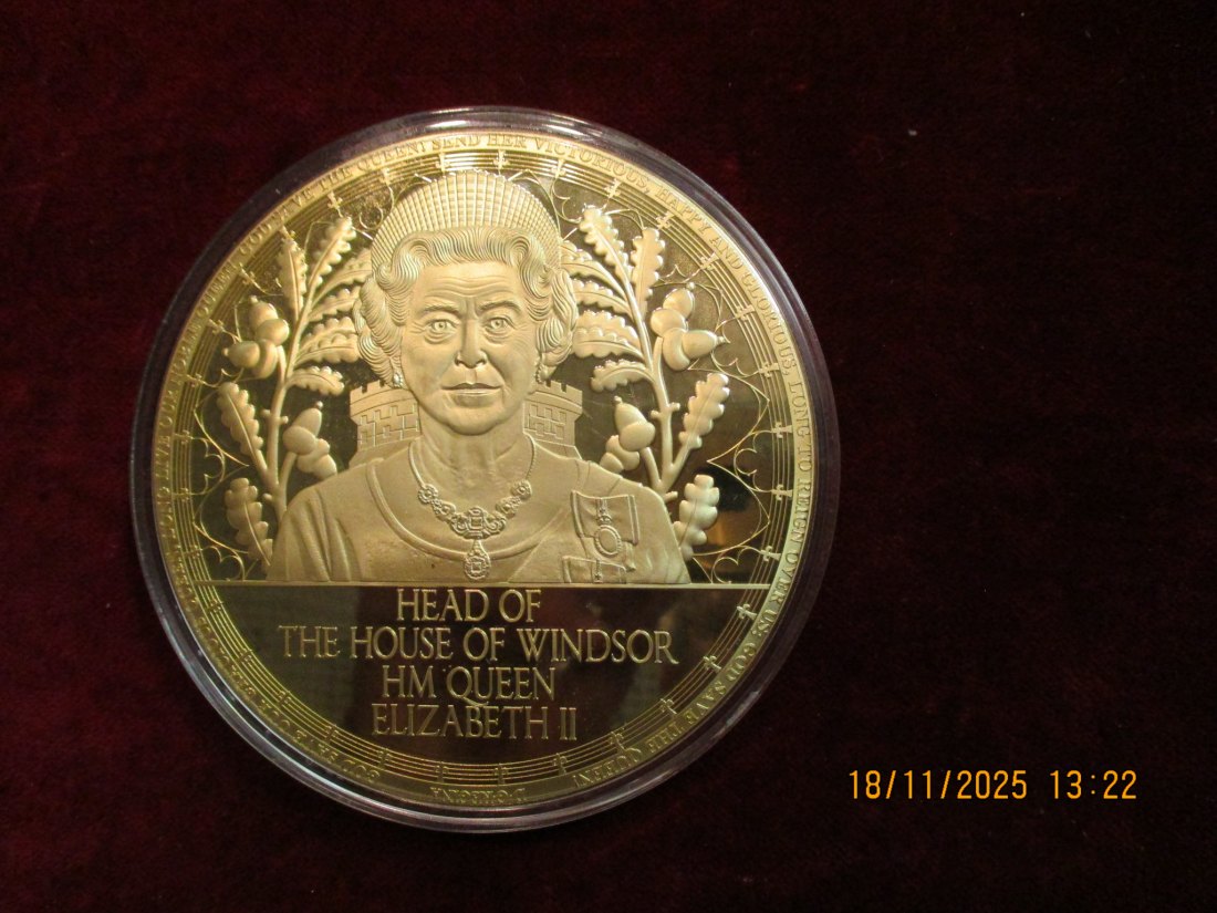  Medaille 376 Gramm Metall: Cu vergoldet / L20   