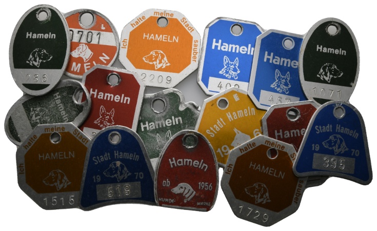  Marken; Hameln, Hundemarken ( 16 Stück)   