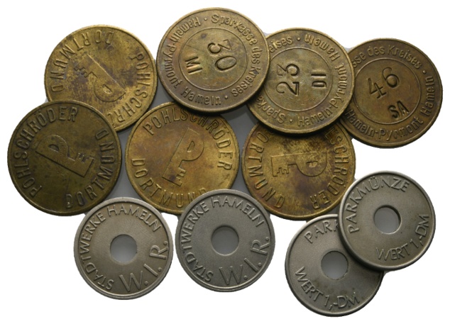  Marken; Hameln, Pohlschröder Dortmund (7 Stück); Stadtwerke Hameln Parkmünze (4 Stück)   