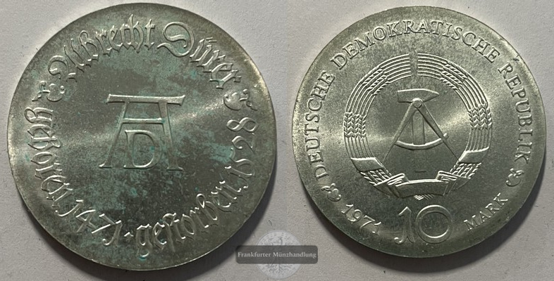  Deutschland DDR 10 Mark Albrecht Dürer 1971  KM#31  FM-Frankfurt Feinsilber: 10,625g   