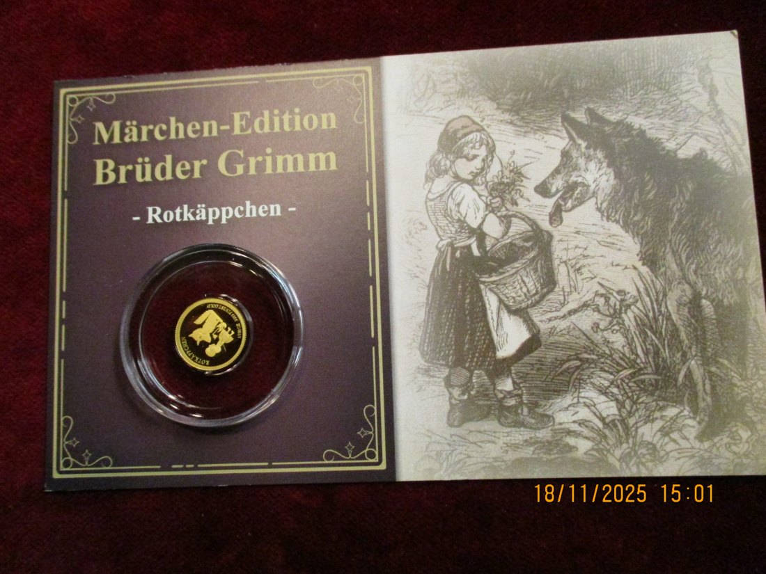 Anlagegold 9999er Gold Gewicht: 1/100 oz in Gramm: 0,311g Märchen Brüder Grimm   