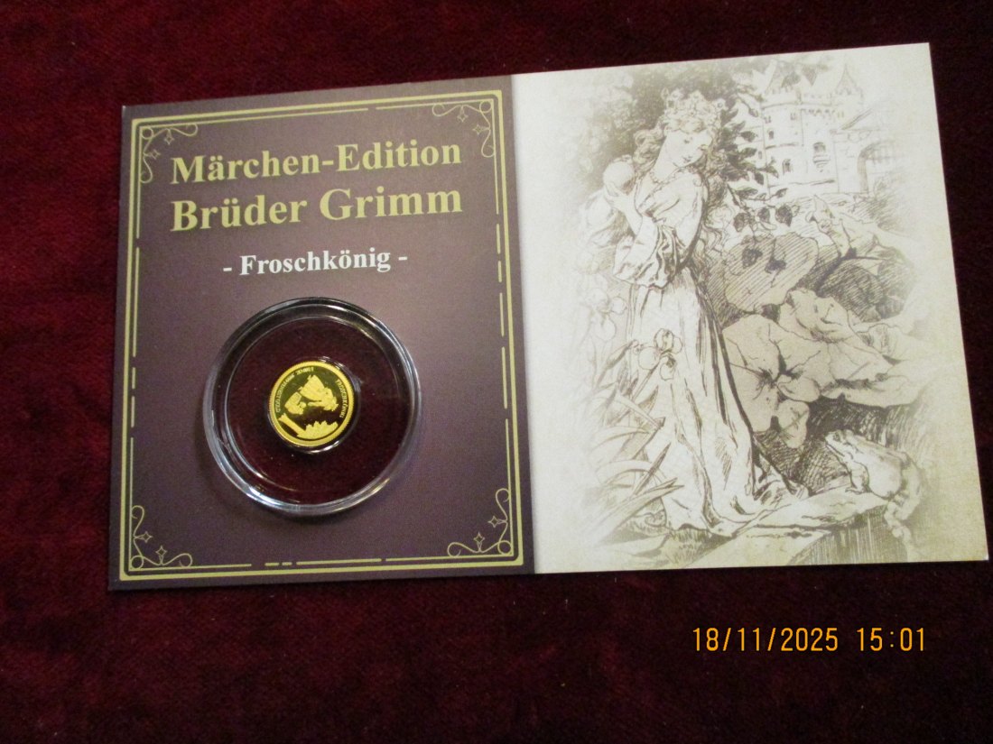  Anlagegold 9999er Gold Gewicht: 1/100 oz in Gramm: 0,311g Märchen Brüder Grimm   