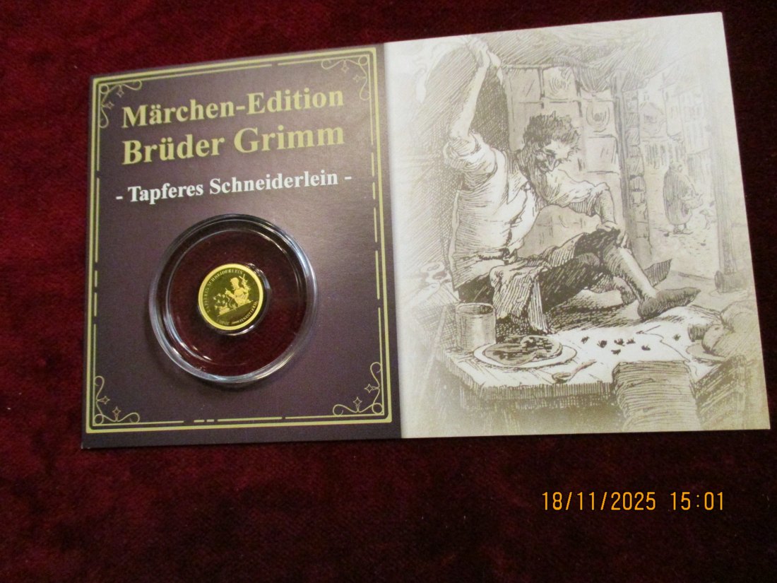  Anlagegold 9999er Gold Gewicht: 1/100 oz in Gramm: 0,311g Märchen Brüder Grimm   
