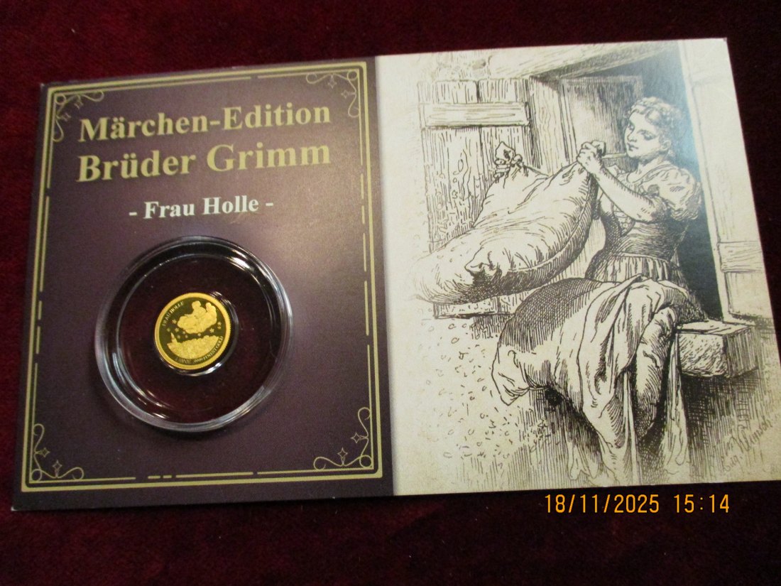  Anlagegold 9999er Gold Gewicht: 1/100 oz in Gramm: 0,311g Märchen Brüder Grimm   