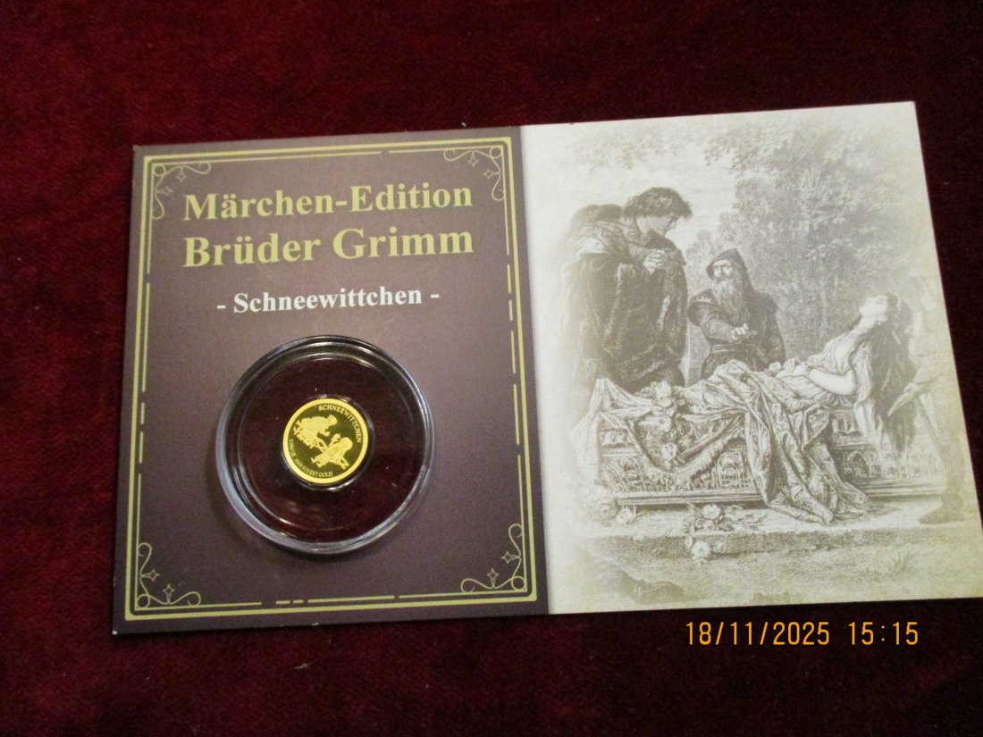  Anlagegold 9999er Gold Gewicht: 1/100 oz in Gramm: 0,311g Märchen Brüder Grimm   