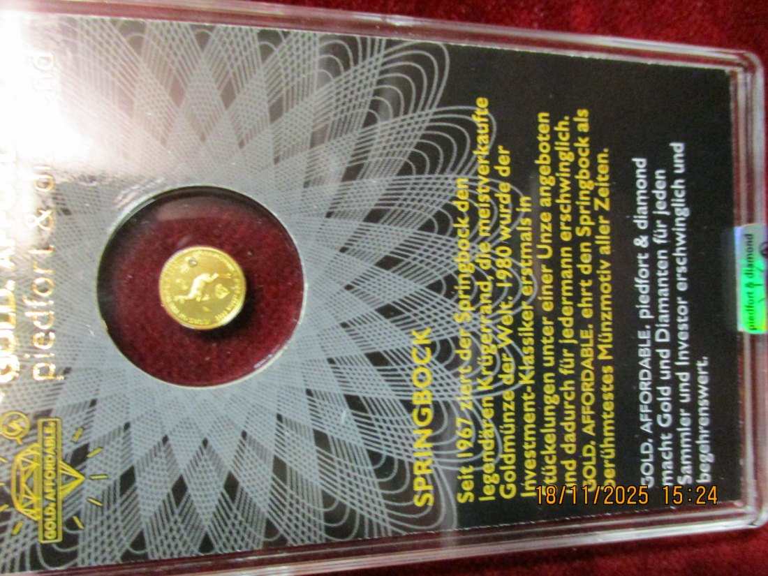  Anlagegold 9999er Gold Gewicht: 1/100 oz in Gramm: 0,3g   