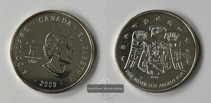  Kanada 5 Dollar 2009 Vancouver Olympics 2010 FM-Frankfurt Feinsilber: 31g   