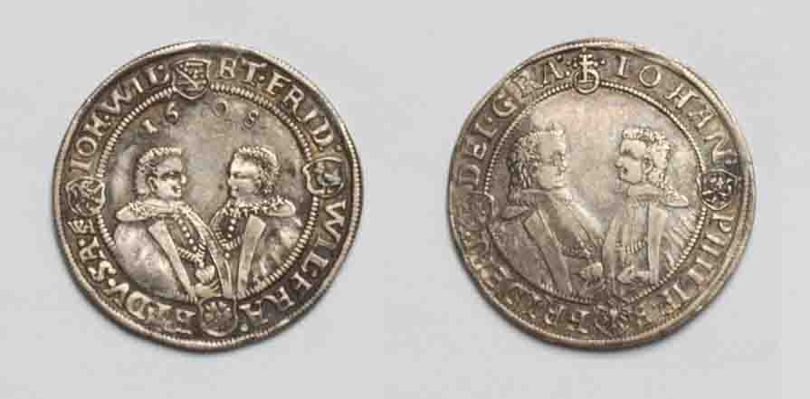  Sachsen-Altenburg 1/4 Taler 1608 Johann Philipp und seine drei Brüder ss-vz.   