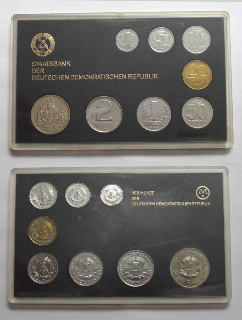  DDR offizieller Kursmünzsatz 1 Pfennig bis 5 Mark Meißen 1983 stgl.   