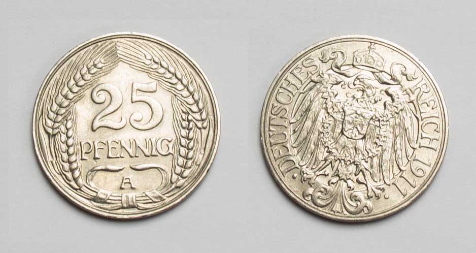  Kaiserreich 25 Pfennig 1911 A vz.   
